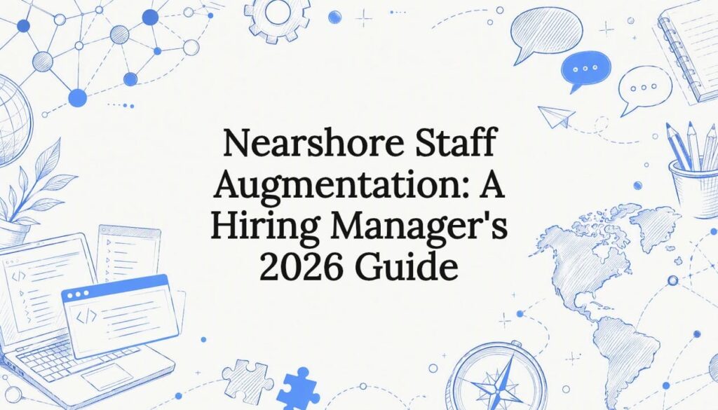 Decorative title card illustration for nearshore staff augmentation