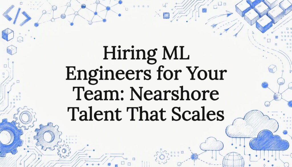 Decorative modern tech hiring title card illustration