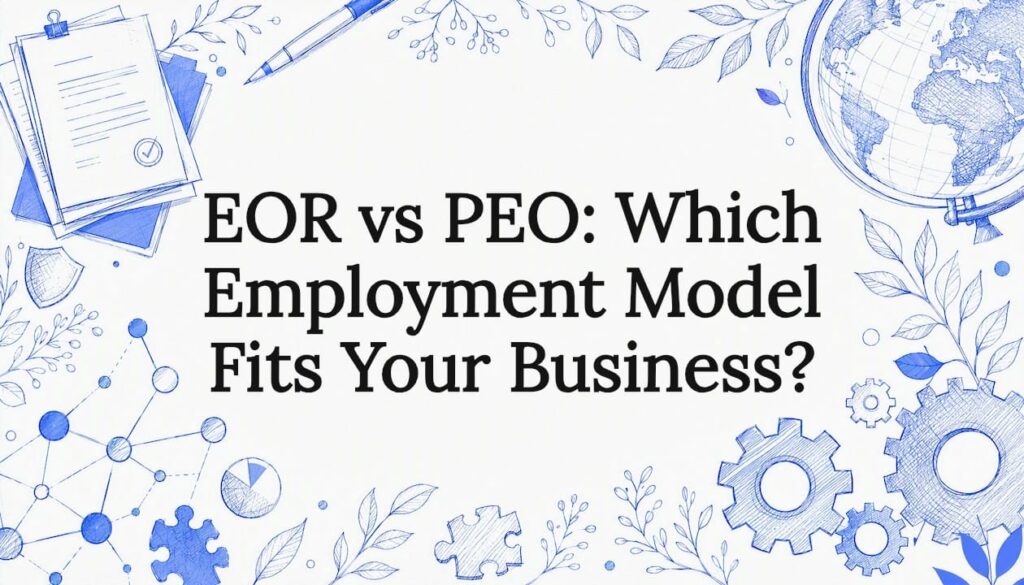 Decorative title card illustration for employment models article