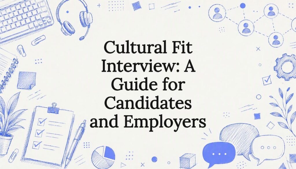 Decorative title card illustration for cultural fit interview article