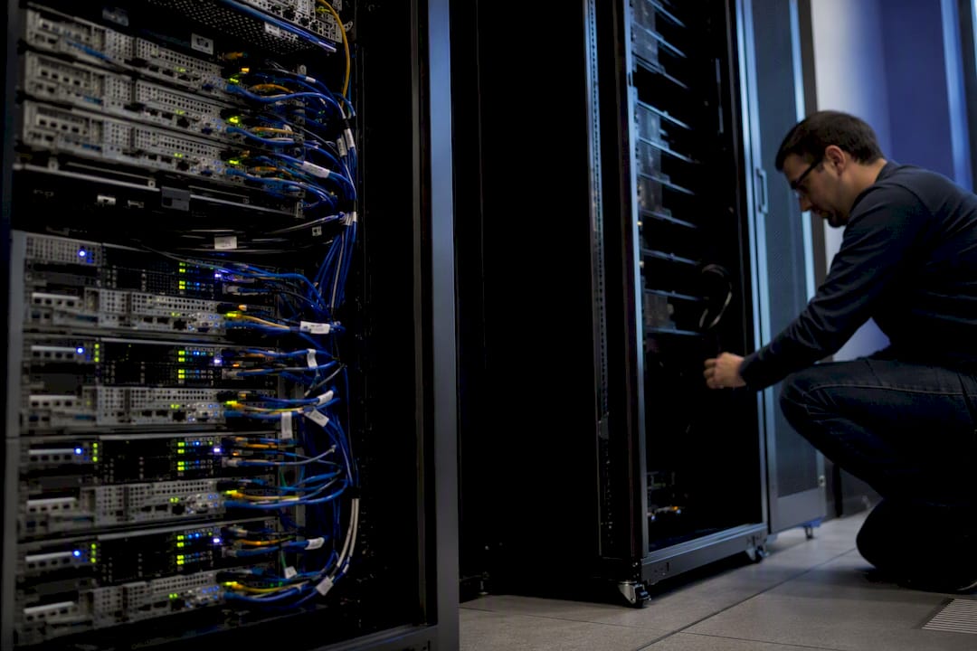 Dual server racks representing transition phase