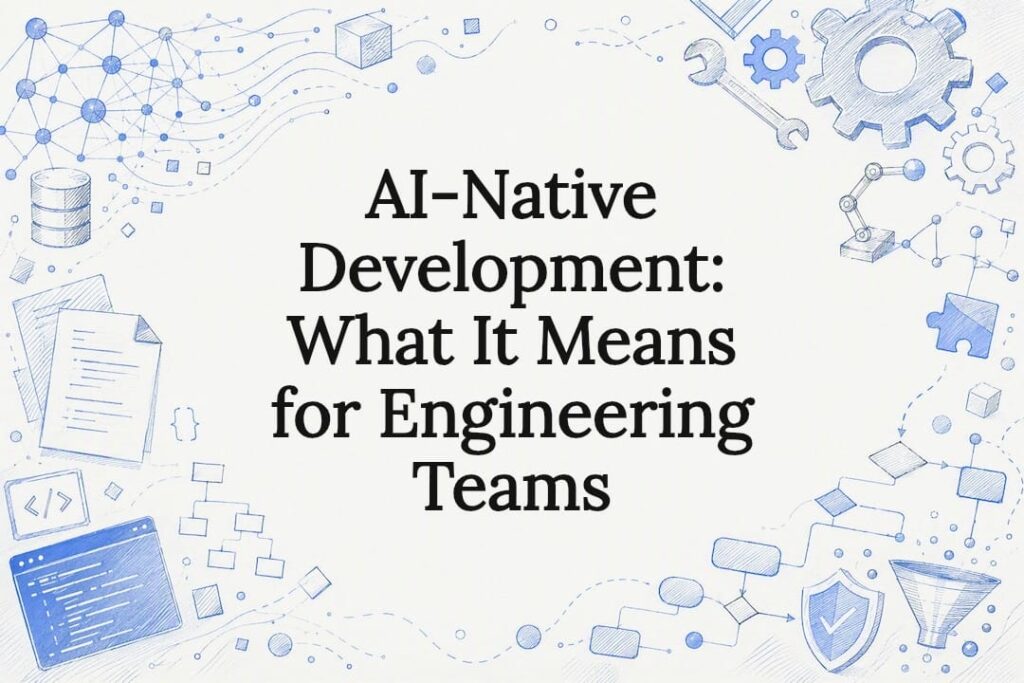 Decorative AI-native development title card illustration