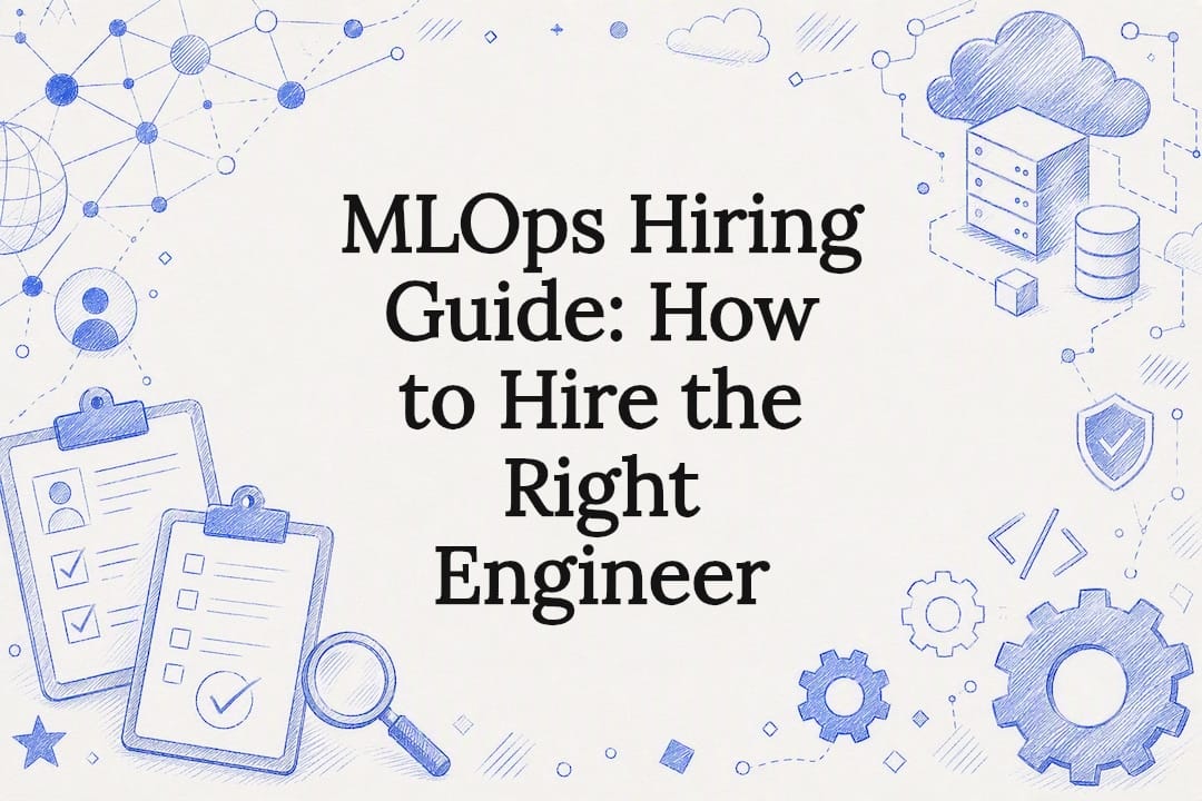 Decorative MLOps hiring guide title card illustration