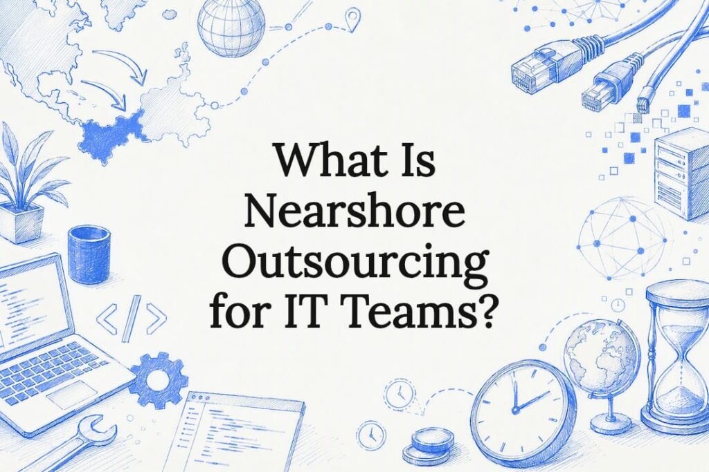 Decorative sketch of nearshore IT outsourcing concepts
