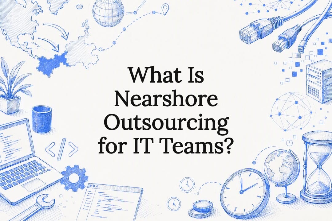 Decorative sketch of nearshore IT outsourcing concepts