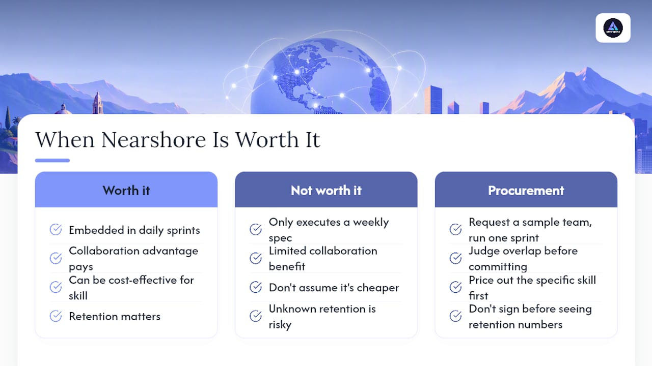When Nearshore Is Worth It (And When It Isn't) — overview diagram