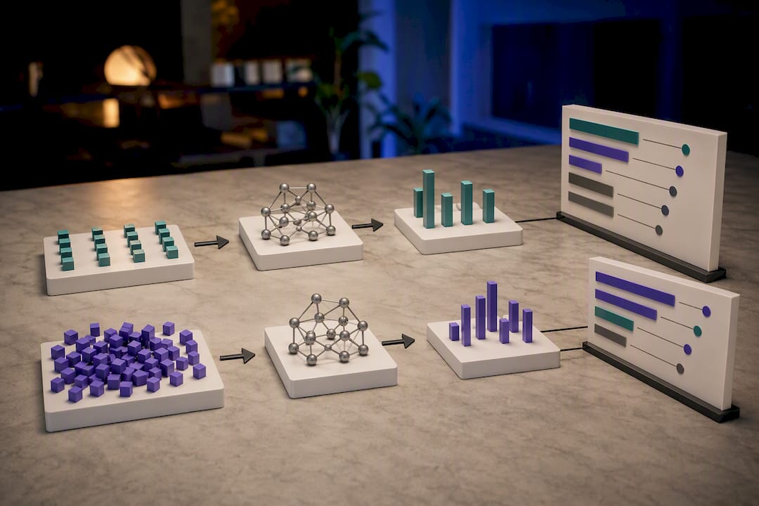 Illustration comparing clean and noisy embeddings