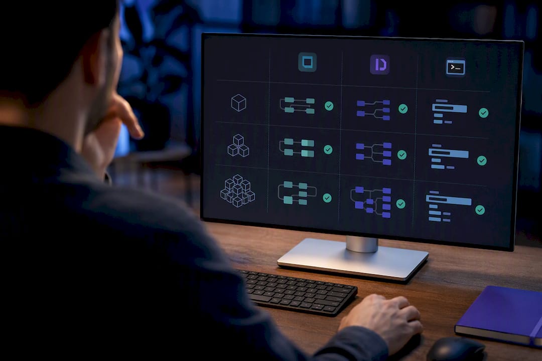 Illustrated AI coding evaluation matrix