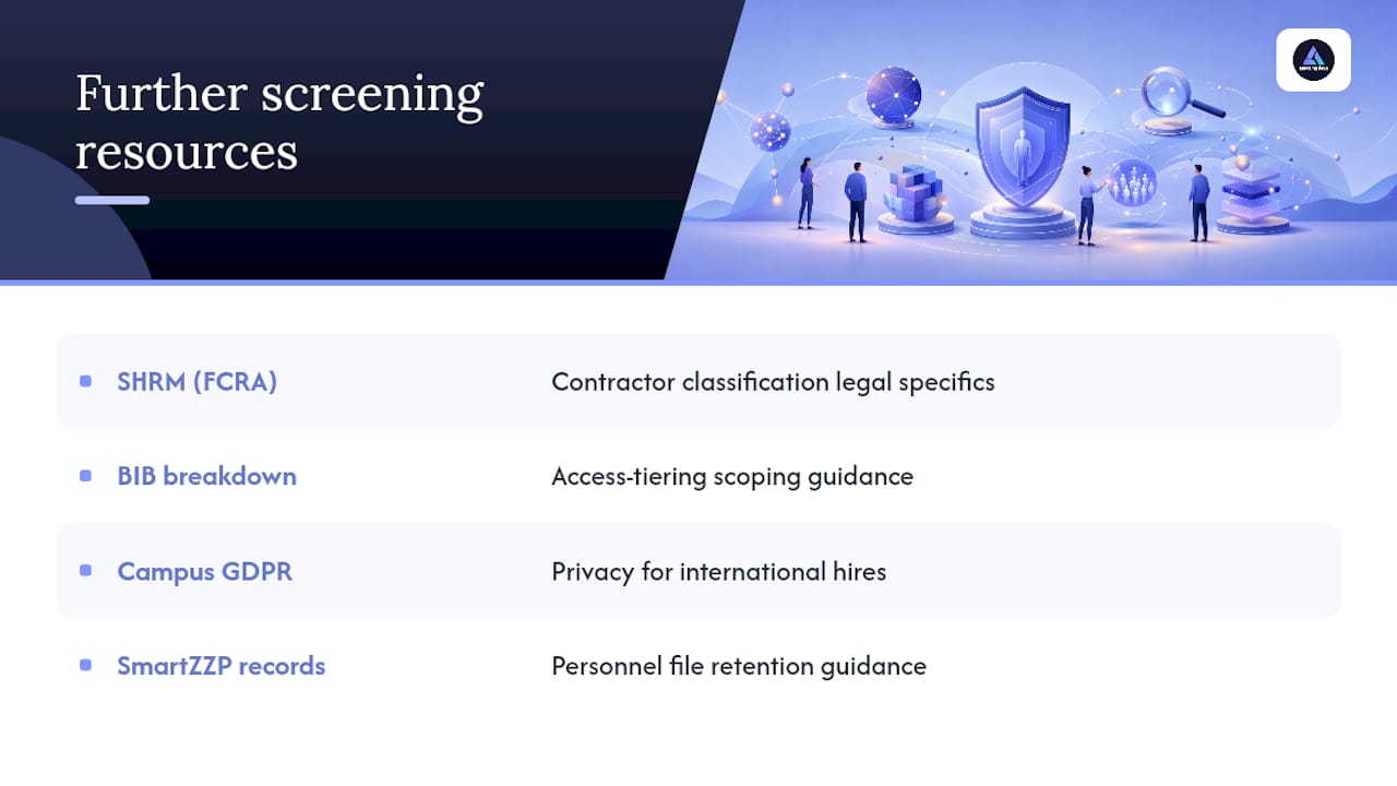 Where to Go Deeper on Developer Screening Compliance — overview diagram