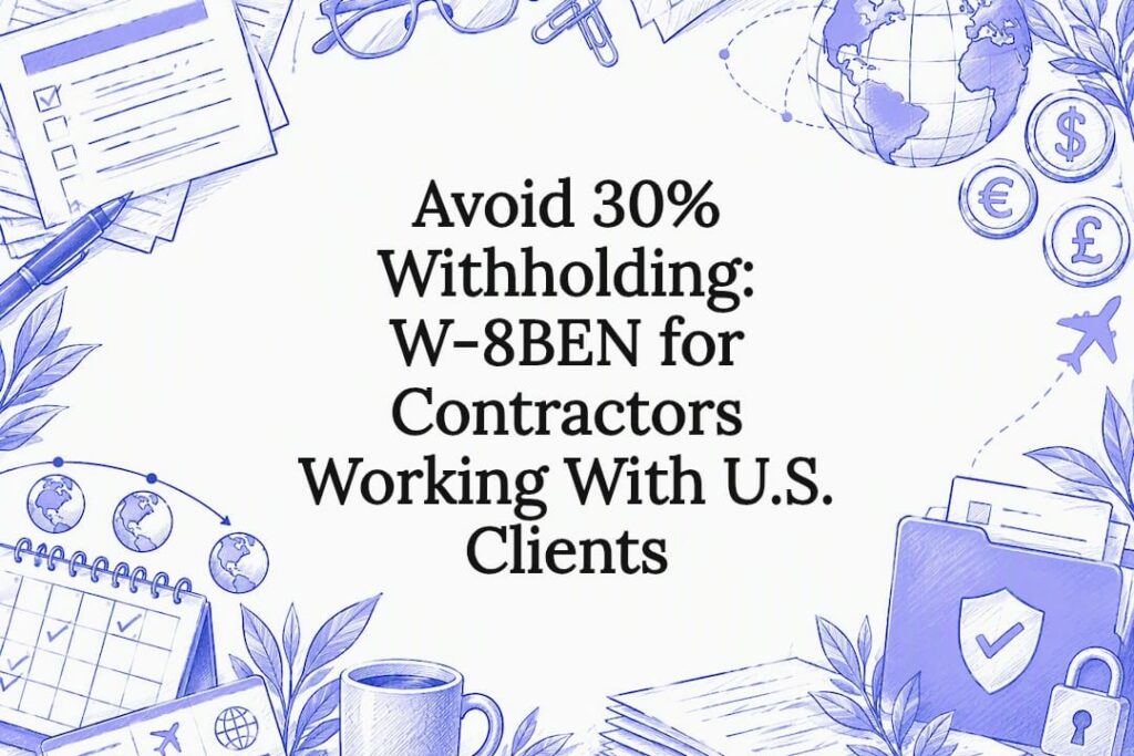 Decorative W-8BEN title card illustration