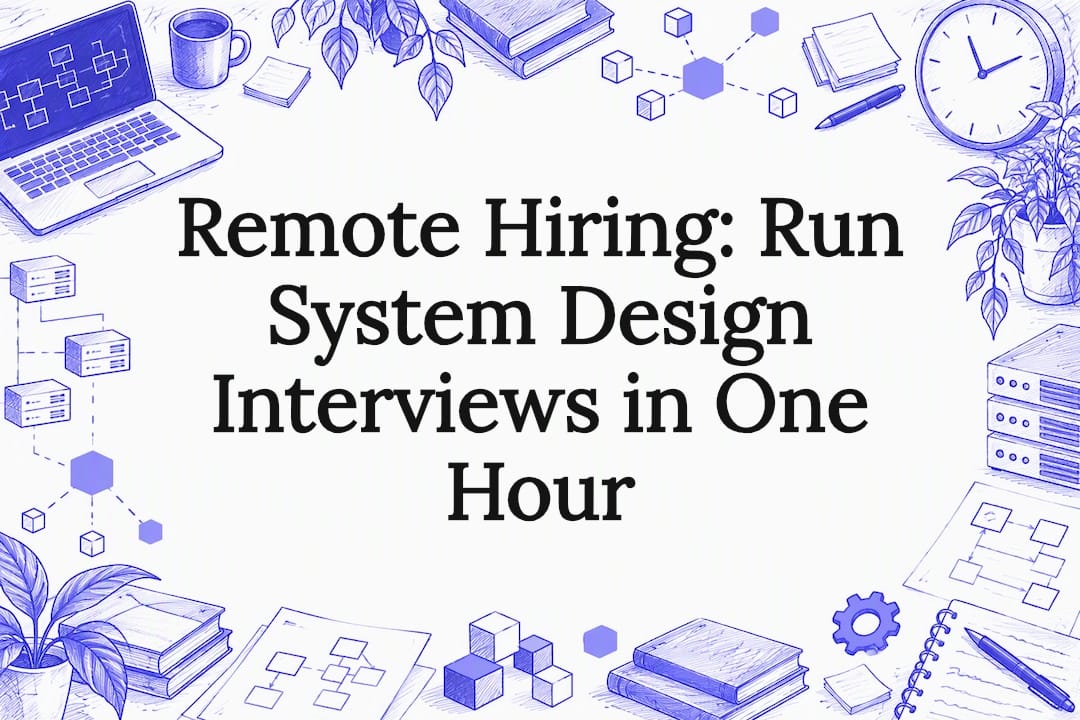 Sketch title card for remote system design interviews
