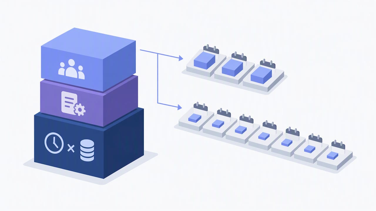 Illustrated monthly cost components and recruiting allocation