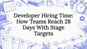 Hiring timeline sketch framing the article title
