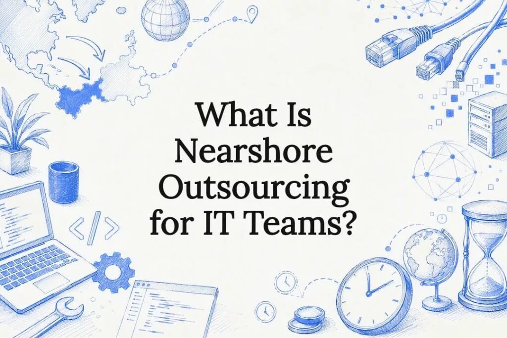 Decorative sketch of nearshore IT outsourcing concepts
